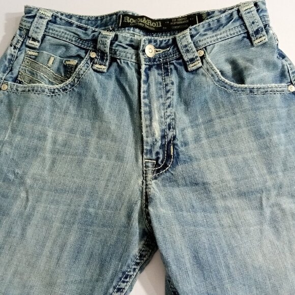 ROCK & ROLL Cowboy Jeans Mens Tuf Cooper Competition Distressed Whiskers 30x36 - Picture 3 of 16